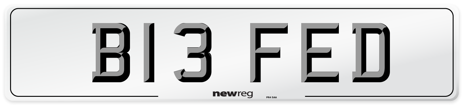 B13 FED Number Plate from New Reg